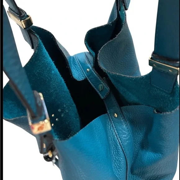 Michael Kors hobo perforated logo teal leather bag - Picture 6 of 8